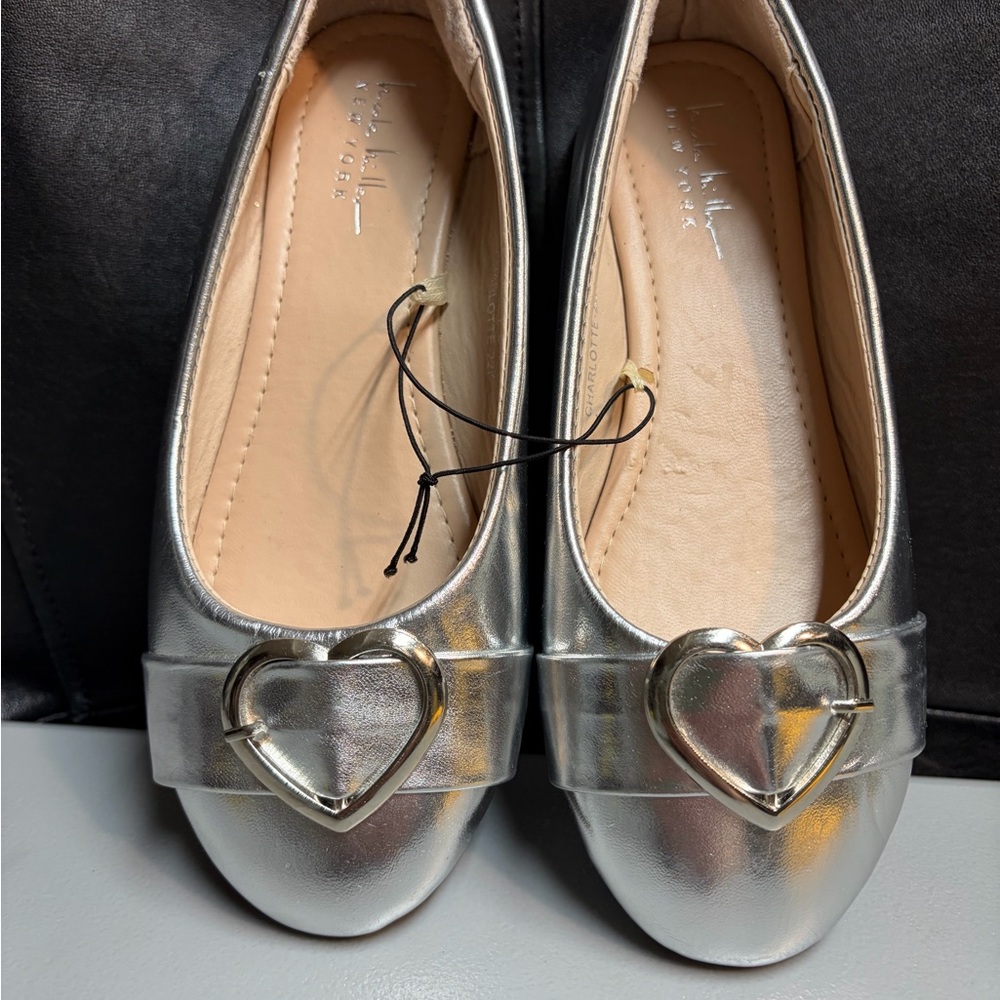 Nicole Miller Silver Heart Detail Flats
